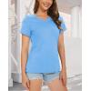 image:imageMAGCOMSEN Womens Cotton T Shirt VNeck Short Sleeve Shirt ClassicFit Casual Breathable Tee Summer Basic TopsWaterfall Blue