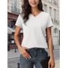 image:imageMAGCOMSEN Womens Cotton T Shirt VNeck Short Sleeve Shirt ClassicFit Casual Breathable Tee Summer Basic TopsWhite