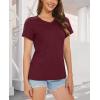 image:imageMAGCOMSEN Womens Cotton T Shirt VNeck Short Sleeve Shirt ClassicFit Casual Breathable Tee Summer Basic TopsWine Red