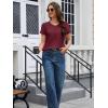 image:imageMAGCOMSEN Womens Cotton T Shirt VNeck Short Sleeve Shirt ClassicFit Casual Breathable Tee Summer Basic TopsWine Red