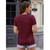 image:imageMAGCOMSEN Womens Cotton T Shirt VNeck Short Sleeve Shirt ClassicFit Casual Breathable Tee Summer Basic TopsWine Red