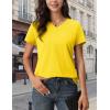 image:imageMAGCOMSEN Womens Cotton T Shirt VNeck Short Sleeve Shirt ClassicFit Casual Breathable Tee Summer Basic TopsYellow