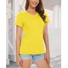 image:imageMAGCOMSEN Womens Cotton T Shirt VNeck Short Sleeve Shirt ClassicFit Casual Breathable Tee Summer Basic TopsYellow
