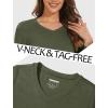 image:imageMAGCOMSEN Womens Long Sleeve Shirts V Neck Cotton Basic Tee Soft Breathable Casual Tops CassicFit TShirtArmy Green