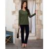 image:imageMAGCOMSEN Womens Long Sleeve Shirts V Neck Cotton Basic Tee Soft Breathable Casual Tops CassicFit TShirtArmy Green