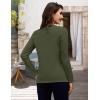 image:imageMAGCOMSEN Womens Long Sleeve Shirts V Neck Cotton Basic Tee Soft Breathable Casual Tops CassicFit TShirtArmy Green