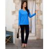 image:imageMAGCOMSEN Womens Long Sleeve Shirts V Neck Cotton Basic Tee Soft Breathable Casual Tops CassicFit TShirtAzure Blue