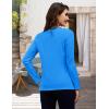 image:imageMAGCOMSEN Womens Long Sleeve Shirts V Neck Cotton Basic Tee Soft Breathable Casual Tops CassicFit TShirtAzure Blue
