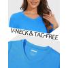 image:imageMAGCOMSEN Womens Long Sleeve Shirts V Neck Cotton Basic Tee Soft Breathable Casual Tops CassicFit TShirtAzure Blue