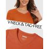 image:imageMAGCOMSEN Womens Long Sleeve Shirts V Neck Cotton Basic Tee Soft Breathable Casual Tops CassicFit TShirtDark Orange