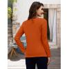 image:imageMAGCOMSEN Womens Long Sleeve Shirts V Neck Cotton Basic Tee Soft Breathable Casual Tops CassicFit TShirtDark Orange