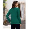 image:imageMAGCOMSEN Womens Long Sleeve Shirts V Neck Cotton Basic Tee Soft Breathable Casual Tops CassicFit TShirtEmerald Green