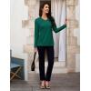 image:imageMAGCOMSEN Womens Long Sleeve Shirts V Neck Cotton Basic Tee Soft Breathable Casual Tops CassicFit TShirtEmerald Green