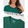 image:imageMAGCOMSEN Womens Long Sleeve Shirts V Neck Cotton Basic Tee Soft Breathable Casual Tops CassicFit TShirtEmerald Green