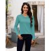 image:imageMAGCOMSEN Womens Long Sleeve Shirts V Neck Cotton Basic Tee Soft Breathable Casual Tops CassicFit TShirtGrey Green
