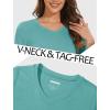 image:imageMAGCOMSEN Womens Long Sleeve Shirts V Neck Cotton Basic Tee Soft Breathable Casual Tops CassicFit TShirtGrey Green