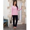 image:imageMAGCOMSEN Womens Long Sleeve Shirts V Neck Cotton Basic Tee Soft Breathable Casual Tops CassicFit TShirtLight Pink