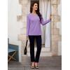 image:imageMAGCOMSEN Womens Long Sleeve Shirts V Neck Cotton Basic Tee Soft Breathable Casual Tops CassicFit TShirtLight Purple