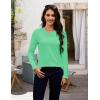 image:imageMAGCOMSEN Womens Long Sleeve Shirts V Neck Cotton Basic Tee Soft Breathable Casual Tops CassicFit TShirtMint Green
