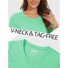 image:imageMAGCOMSEN Womens Long Sleeve Shirts V Neck Cotton Basic Tee Soft Breathable Casual Tops CassicFit TShirtMint Green