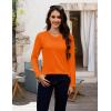 image:imageMAGCOMSEN Womens Long Sleeve Shirts V Neck Cotton Basic Tee Soft Breathable Casual Tops CassicFit TShirtOrange