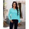 image:imageMAGCOMSEN Womens Long Sleeve Shirts V Neck Cotton Basic Tee Soft Breathable Casual Tops CassicFit TShirtPale Blue