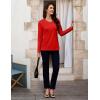 image:imageMAGCOMSEN Womens Long Sleeve Shirts V Neck Cotton Basic Tee Soft Breathable Casual Tops CassicFit TShirtTomato Red