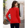 image:imageMAGCOMSEN Womens Long Sleeve Shirts V Neck Cotton Basic Tee Soft Breathable Casual Tops CassicFit TShirtTomato Red