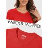 image:imageMAGCOMSEN Womens Long Sleeve Shirts V Neck Cotton Basic Tee Soft Breathable Casual Tops CassicFit TShirtTomato Red