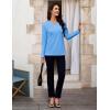 image:imageMAGCOMSEN Womens Long Sleeve Shirts V Neck Cotton Basic Tee Soft Breathable Casual Tops CassicFit TShirtWaterfall Blue