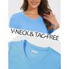 image:imageMAGCOMSEN Womens Long Sleeve Shirts V Neck Cotton Basic Tee Soft Breathable Casual Tops CassicFit TShirtWaterfall Blue