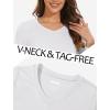 image:imageMAGCOMSEN Womens Long Sleeve Shirts V Neck Cotton Basic Tee Soft Breathable Casual Tops CassicFit TShirtWhite