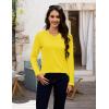 image:imageMAGCOMSEN Womens Long Sleeve Shirts V Neck Cotton Basic Tee Soft Breathable Casual Tops CassicFit TShirtYellow