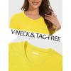 image:imageMAGCOMSEN Womens Long Sleeve Shirts V Neck Cotton Basic Tee Soft Breathable Casual Tops CassicFit TShirtYellow