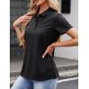 image:imageMAGCOMSEN Womens Polo Shirts Cotton 3Button Short Sleeve Collared Tops Summer Cool Shirt Uniform Casual ShirtsAblack