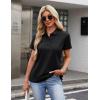 image:imageMAGCOMSEN Womens Polo Shirts Cotton 3Button Short Sleeve Collared Tops Summer Cool Shirt Uniform Casual ShirtsAblack