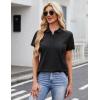image:imageMAGCOMSEN Womens Polo Shirts Cotton 3Button Short Sleeve Collared Tops Summer Cool Shirt Uniform Casual ShirtsAblack