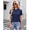image:imageMAGCOMSEN Womens Polo Shirts Cotton 3Button Short Sleeve Collared Tops Summer Cool Shirt Uniform Casual ShirtsAnavy