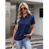image:imageMAGCOMSEN Womens Polo Shirts Cotton 3Button Short Sleeve Collared Tops Summer Cool Shirt Uniform Casual ShirtsAnavy