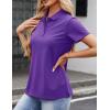 image:imageMAGCOMSEN Womens Polo Shirts Cotton 3Button Short Sleeve Collared Tops Summer Cool Shirt Uniform Casual ShirtsApurple