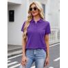 image:imageMAGCOMSEN Womens Polo Shirts Cotton 3Button Short Sleeve Collared Tops Summer Cool Shirt Uniform Casual ShirtsApurple