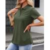 image:imageMAGCOMSEN Womens Polo Shirts Cotton 3Button Short Sleeve Collared Tops Summer Cool Shirt Uniform Casual ShirtsArmy Green