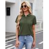 image:imageMAGCOMSEN Womens Polo Shirts Cotton 3Button Short Sleeve Collared Tops Summer Cool Shirt Uniform Casual ShirtsArmy Green