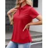 image:imageMAGCOMSEN Womens Polo Shirts Cotton 3Button Short Sleeve Collared Tops Summer Cool Shirt Uniform Casual ShirtsAtomato Red