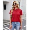 image:imageMAGCOMSEN Womens Polo Shirts Cotton 3Button Short Sleeve Collared Tops Summer Cool Shirt Uniform Casual ShirtsAtomato Red