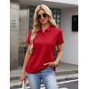 image:imageMAGCOMSEN Womens Polo Shirts Cotton 3Button Short Sleeve Collared Tops Summer Cool Shirt Uniform Casual ShirtsAtomato Red