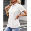 image:imageMAGCOMSEN Womens Polo Shirts Cotton 3Button Short Sleeve Collared Tops Summer Cool Shirt Uniform Casual ShirtsAwhite