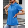 image:imageMAGCOMSEN Womens Polo Shirts Cotton 3Button Short Sleeve Collared Tops Summer Cool Shirt Uniform Casual ShirtsAzure Blue