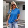 image:imageMAGCOMSEN Womens Polo Shirts Cotton 3Button Short Sleeve Collared Tops Summer Cool Shirt Uniform Casual ShirtsAzure Blue