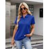 image:imageMAGCOMSEN Womens Polo Shirts Cotton 3Button Short Sleeve Collared Tops Summer Cool Shirt Uniform Casual ShirtsColor Blue